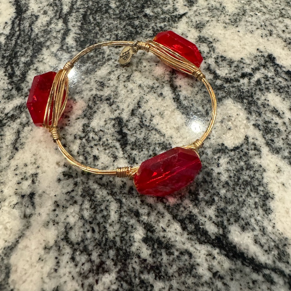Bourbon and Bowties Red and gold bangle